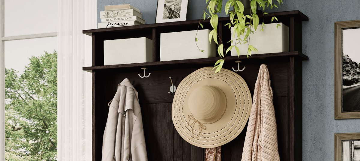 Solid Wood Hall Tree Storage Benches - John Louis Home