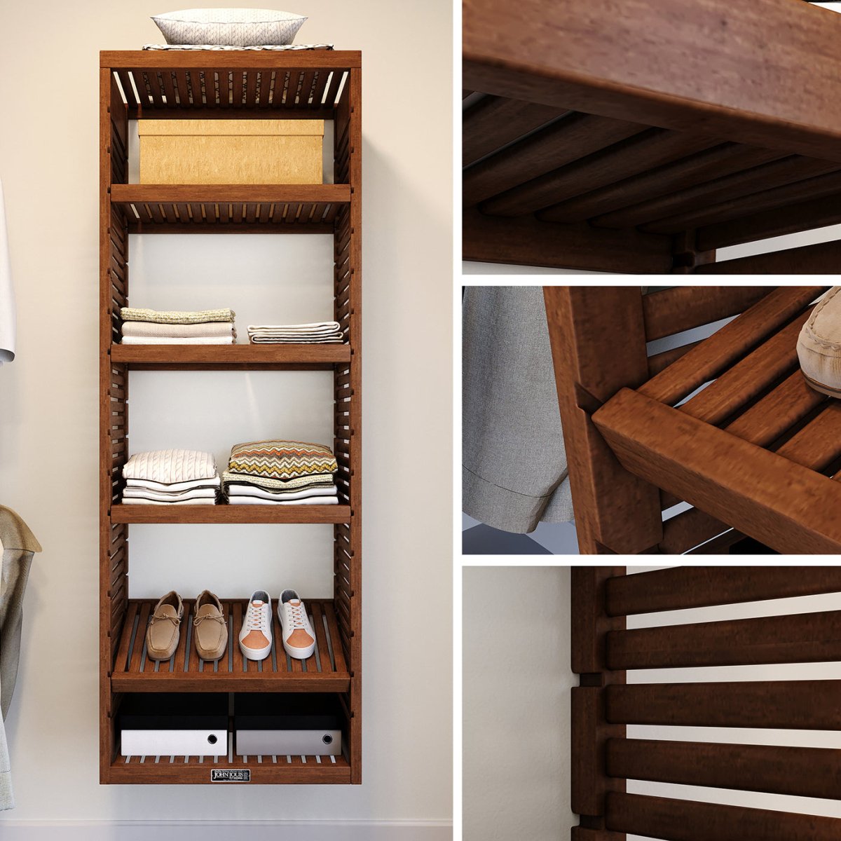 Solid Wood Accessory Tower with Adjustable Shelves - John Louis Home - Closet Organizers