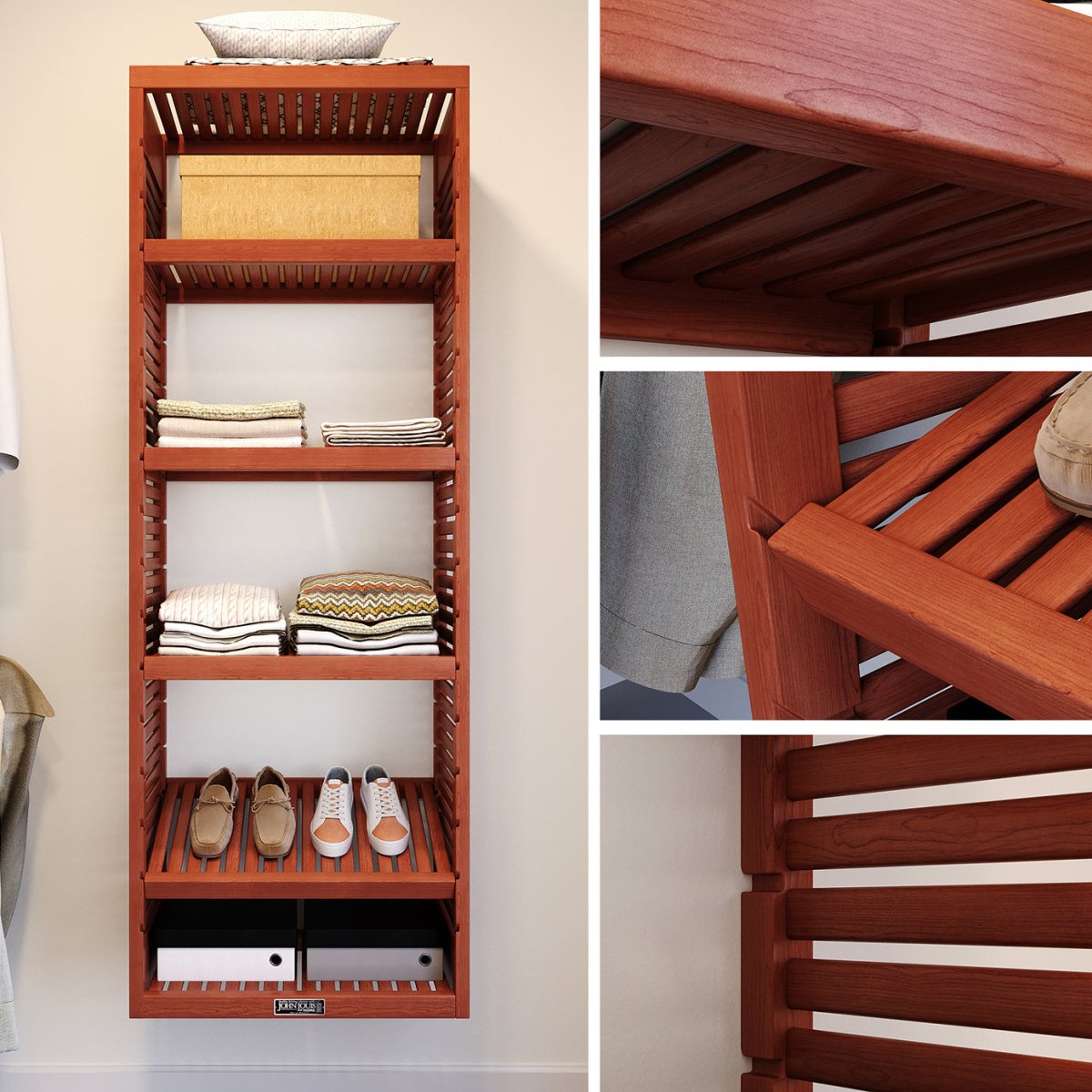 Solid Wood Accessory Tower with Adjustable Shelves - John Louis Home - Closet Organizers