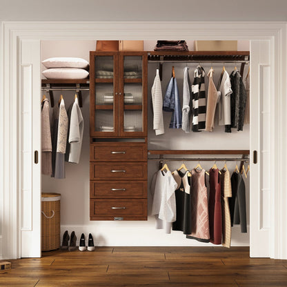 Solid Wood Closet Organizer with 4 Drawers and Doors Shaker - John Louis Home - Closet Organizers