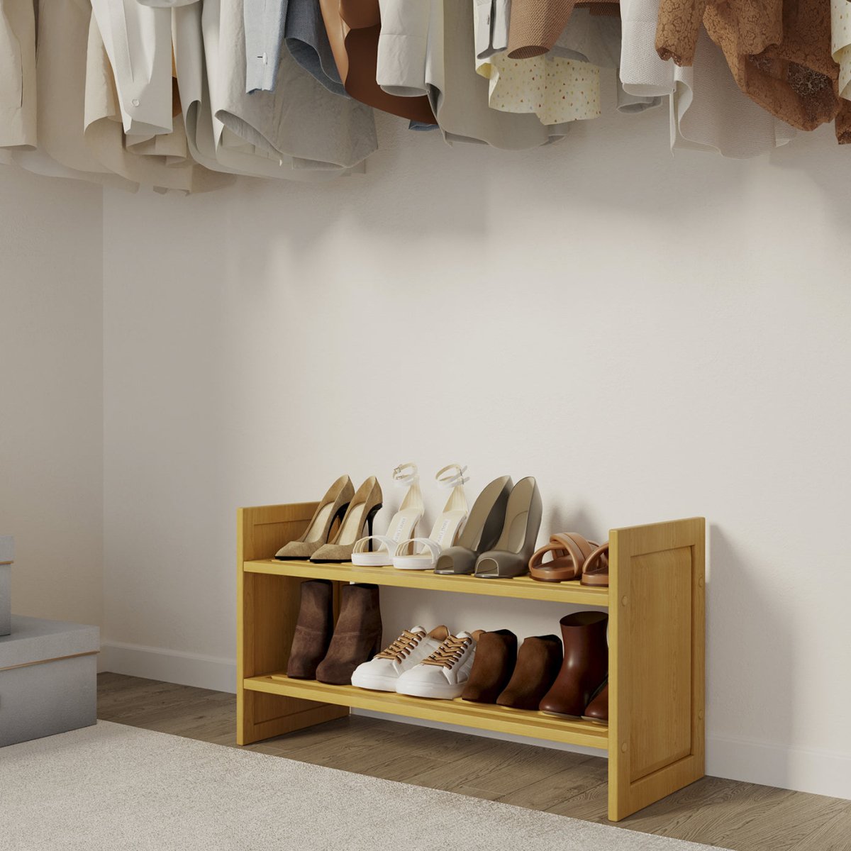 Solid Wood Shoe Storage Rack - John Louis Home - Shoe Racks & Organizers