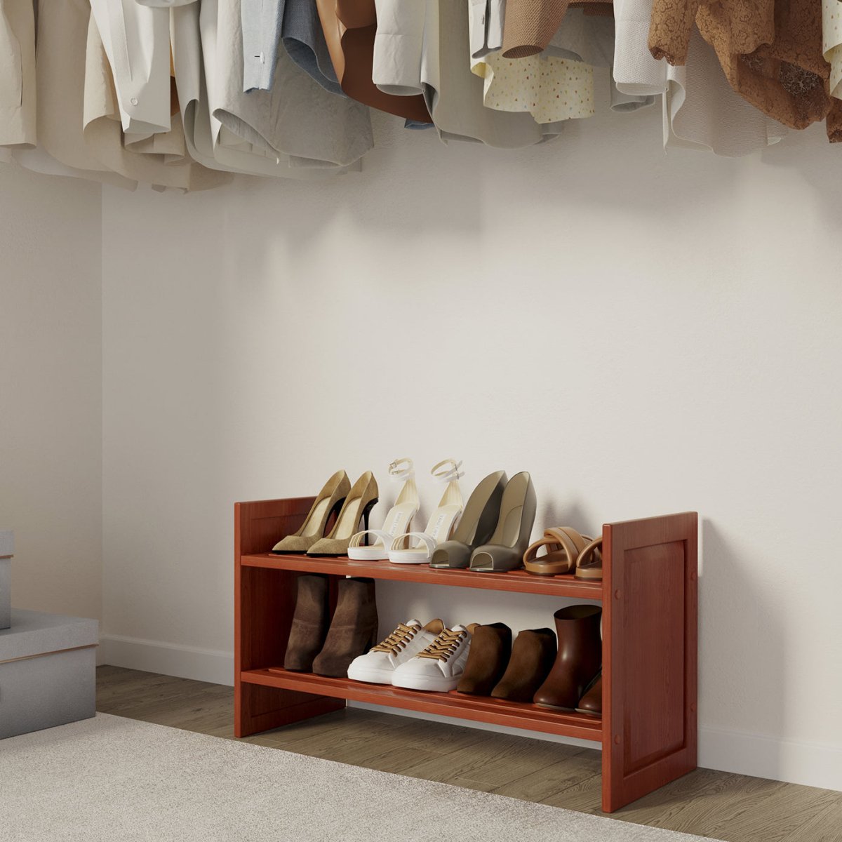 Solid Wood Shoe Storage Rack - John Louis Home - Shoe Racks & Organizers